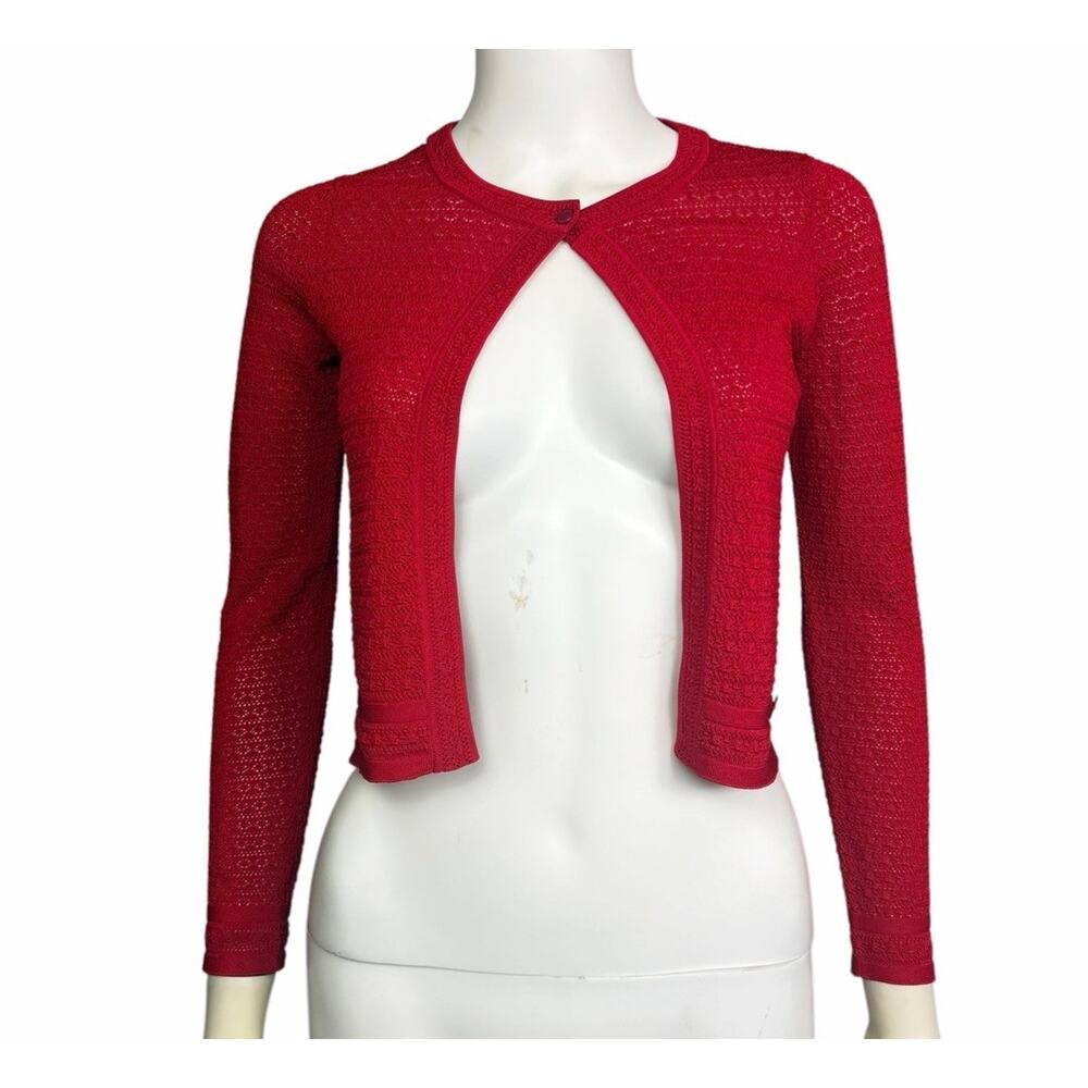 Carolina Herrera Women's 10 Red Knit Cardigan EUC